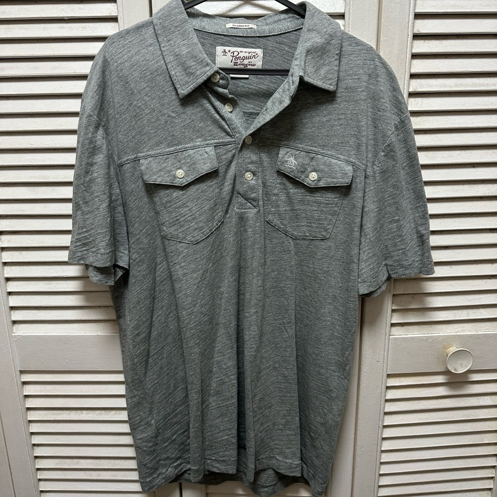 Original penguin grey polo: size M